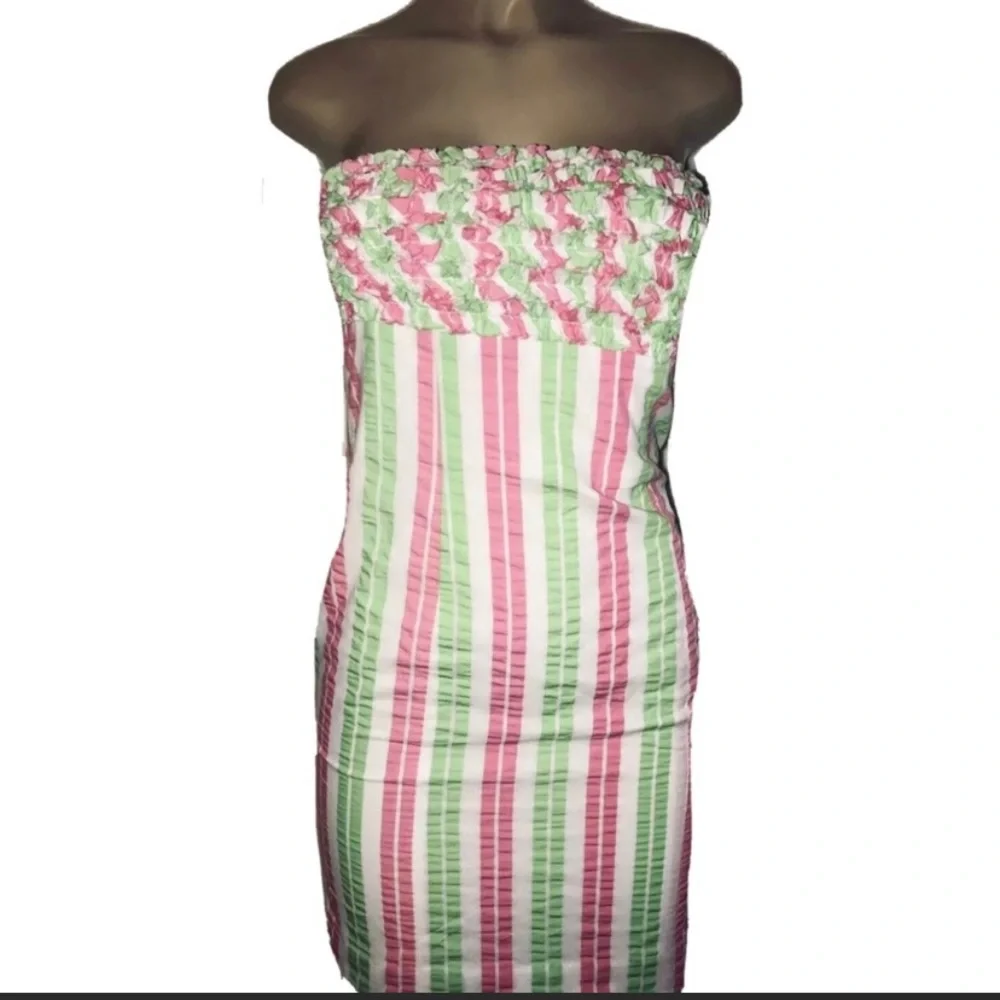 LILLY PULITZER Strapless Franco Seersucker Dress size 0 - Picture 3 of 8